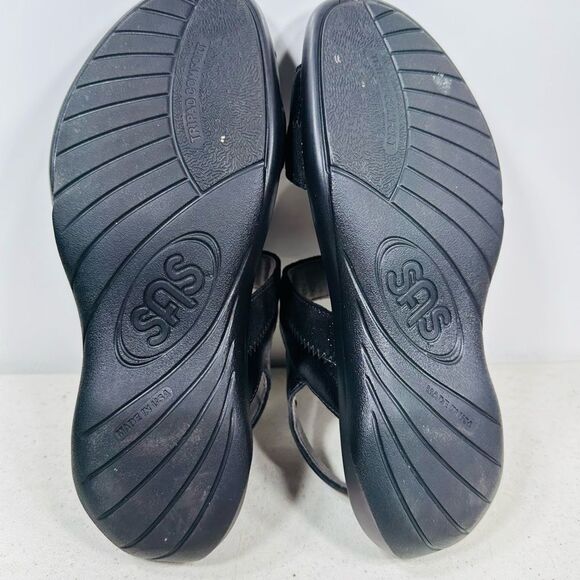 SAS Nudu Heel Strap Sandal Size 7 1/2 N Midnight Black Made In USA EUC - Picture 7 of 8